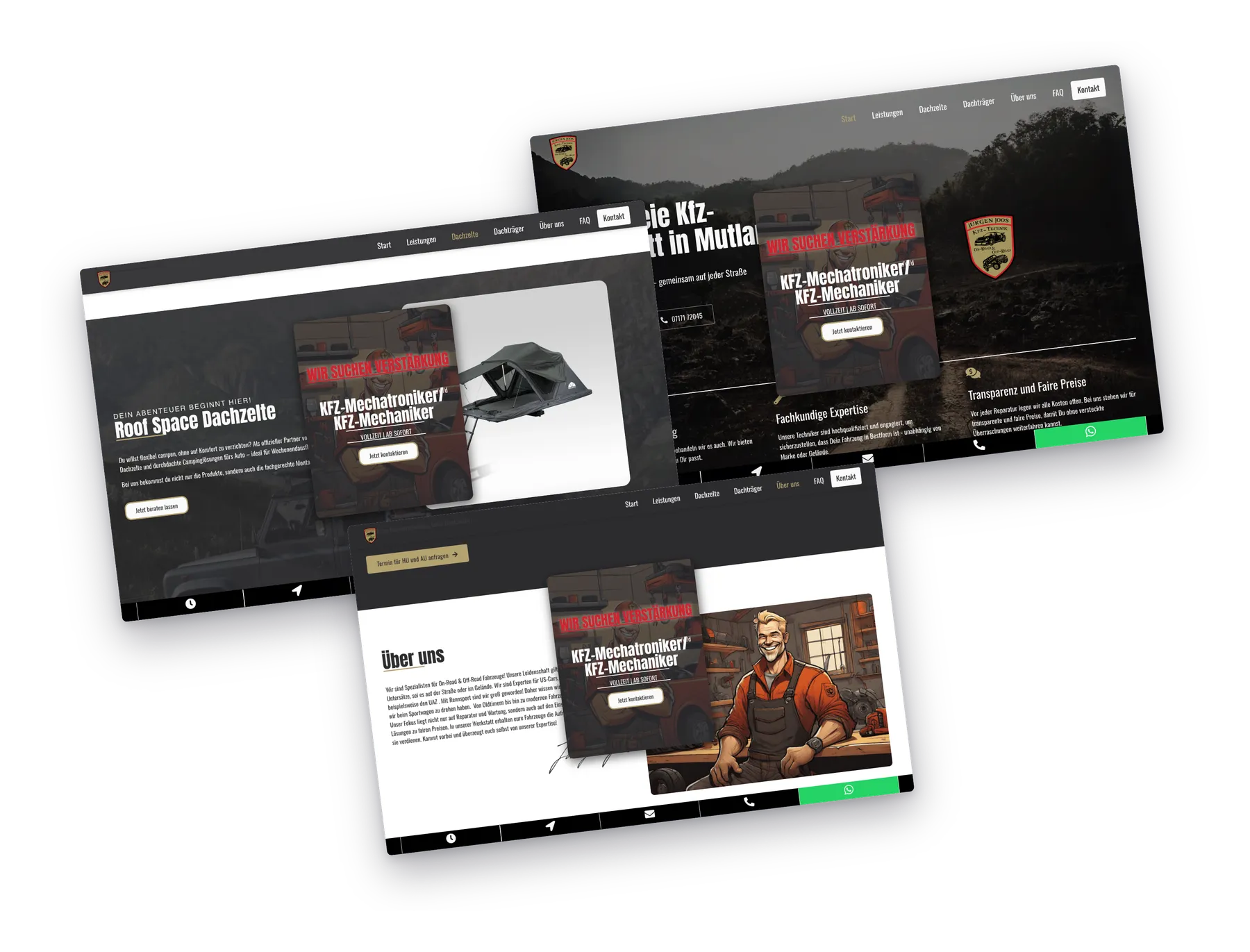 Website Kfz Joos auf mehreren Bildschirmen