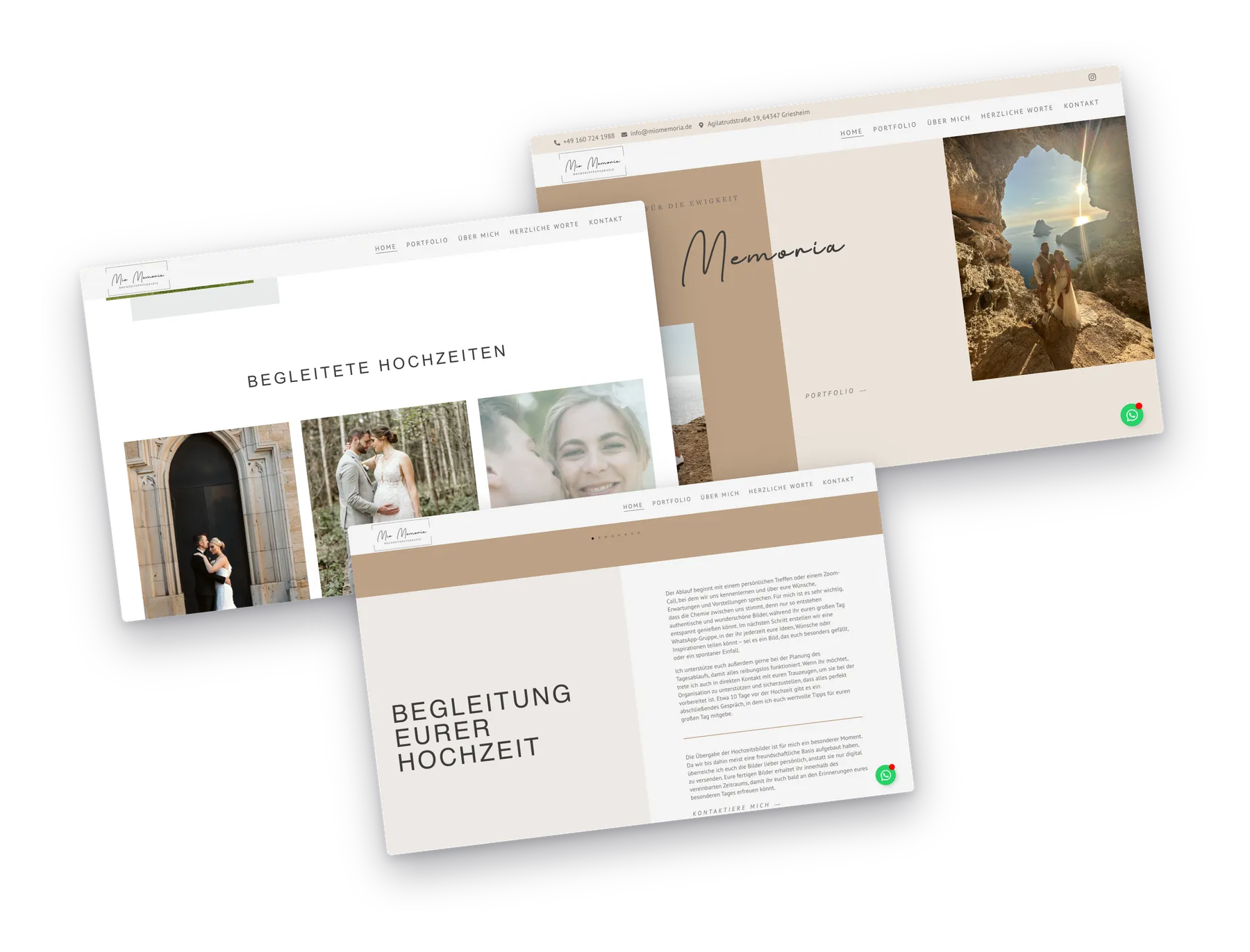 Website Mio Memoria auf mehreren Bildschirmen