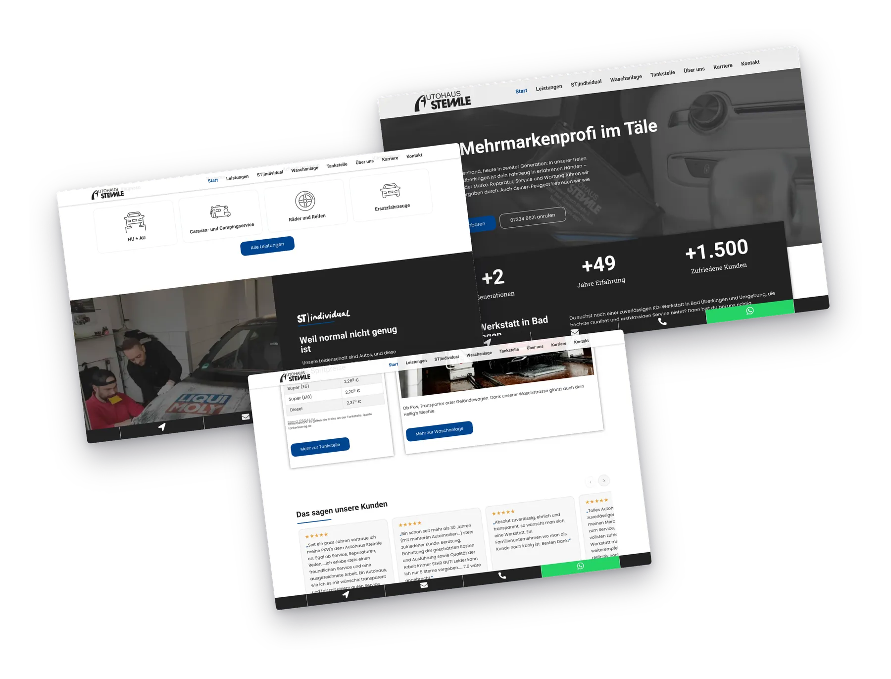 Website Autohaus Steimle auf mehreren Bildschirmen