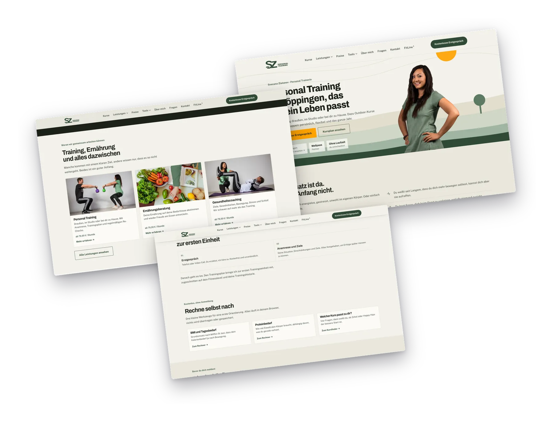 Website SZ Personal Training auf mehreren Bildschirmen