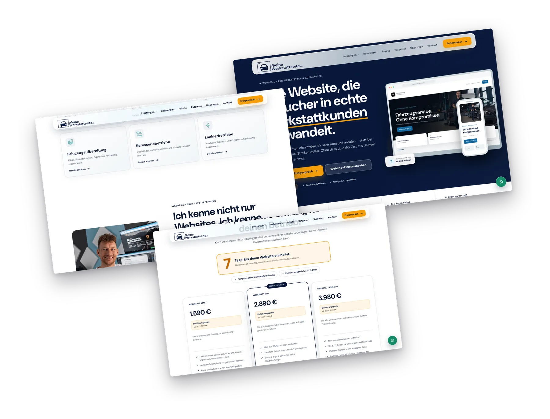 Website Meine Werkstattseite auf mehreren Bildschirmen