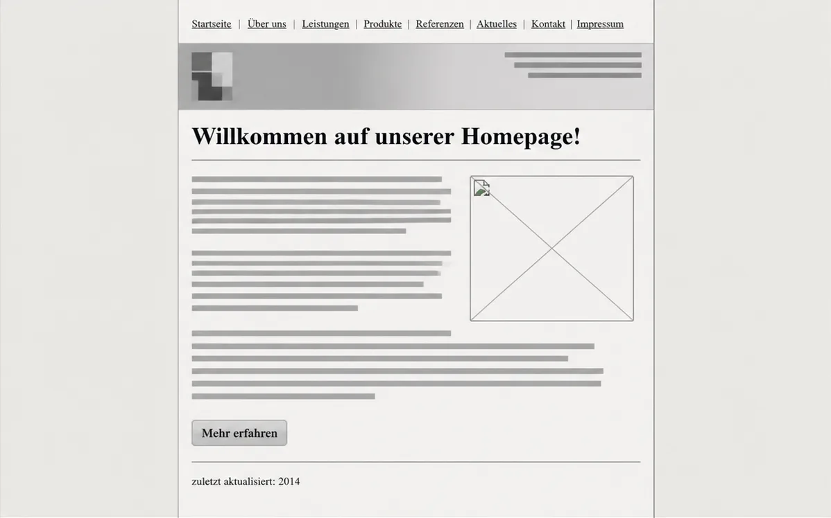 Beispiel einer veralteten Website